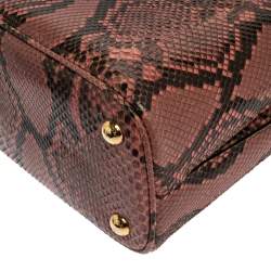 Pre Owned Prada Pink Python Small Panier Top Handle Bag