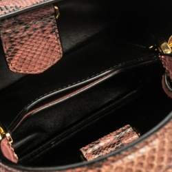 Pre Owned Prada Pink Python Small Panier Top Handle Bag