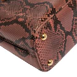 Pre Owned Prada Pink Python Small Panier Top Handle Bag