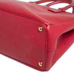 Pre Owned Prada Red Saffiano Lux Leather Medium Galleria Double Zip Tote