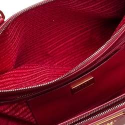 Pre Owned Prada Red Saffiano Lux Leather Medium Galleria Double Zip Tote