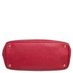 Pre Owned Prada Red Saffiano Lux Leather Medium Galleria Double Zip Tote