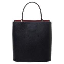 Pre Owned Prada Black Saffiano Leather Panier Top Handle Bag