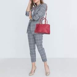 Pre Owned Prada Pink Saffiano Lux Leather Small Galleria Tote