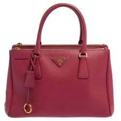 Pre Owned Prada Pink Saffiano Lux Leather Small Galleria Tote