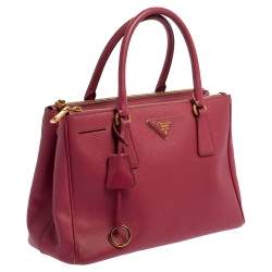 Pre Owned Prada Pink Saffiano Lux Leather Small Galleria Tote