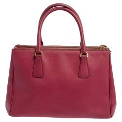 Pre Owned Prada Pink Saffiano Lux Leather Small Galleria Tote