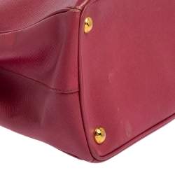 Pre Owned Prada Pink Saffiano Lux Leather Small Galleria Tote