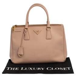 Pre Owned Prada Dusty Pink Saffiano Lux Leather Medium Galleria Tote