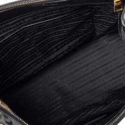 Pre Owned Prada Black Spazzolato Leather Medium Flowers Galleria Tote