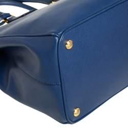 Pre Owned Prada Blue Saffiano Lux Leather Medium Galleria Tote