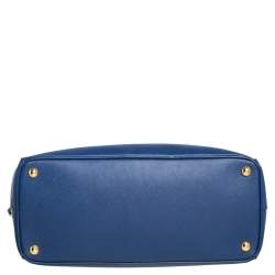 Pre Owned Prada Blue Saffiano Lux Leather Medium Galleria Tote