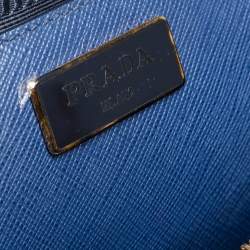 Pre Owned Prada Blue Saffiano Lux Leather Medium Galleria Tote