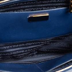 Pre Owned Prada Blue Saffiano Lux Leather Medium Galleria Tote