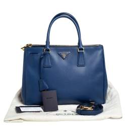 Pre Owned Prada Blue Saffiano Lux Leather Medium Galleria Tote