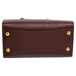 Pre Owned حقيبة يد توتس برادا بيبليوتيك جلد سافيانو عنابي/ رصاصي