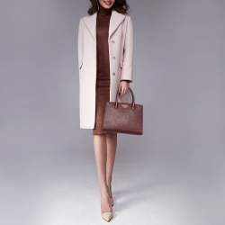 Pre Owned حقيبة يد توتس برادا بيبليوتيك جلد سافيانو عنابي/ رصاصي