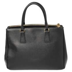Pre Owned Prada Black Saffiano Lux Leather Medium Galleria Tote