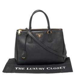 Pre Owned Prada Black Saffiano Lux Leather Medium Galleria Tote