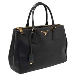 Pre Owned Prada Black Saffiano Lux Leather Medium Galleria Tote