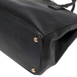 Pre Owned Prada Black Saffiano Lux Leather Medium Galleria Tote