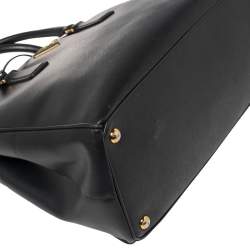 Pre Owned Prada Black Saffiano Lux Leather Medium Galleria Tote
