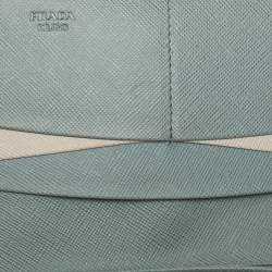 Pre Owned Prada Blue Saffiano Leather Flap Continental Wallet