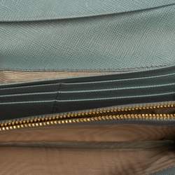 Pre Owned Prada Blue Saffiano Leather Flap Continental Wallet