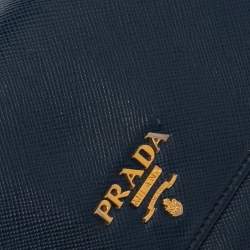 Pre Owned Prada Blue Saffiano Leather Flap Continental Wallet