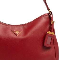 Pre Owned حقيبة هوبو برادا سحاب جلد سافيانو أحمر