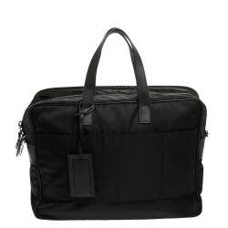 Pre Owned Prada Black Nylon and Leather Briefcase