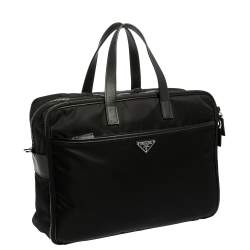 Pre Owned Prada Black Nylon and Leather Briefcase