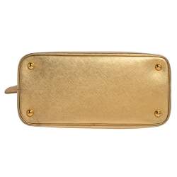 Pre Owned Prada Gold Saffiano Lux Leather Promenade Satchel
