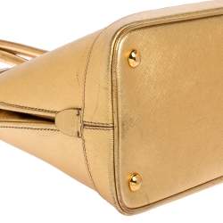 Pre Owned Prada Gold Saffiano Lux Leather Promenade Satchel