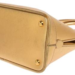 Pre Owned Prada Gold Saffiano Lux Leather Promenade Satchel