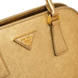 Pre Owned Prada Gold Saffiano Lux Leather Promenade Satchel