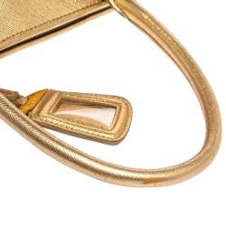Pre Owned Prada Gold Saffiano Lux Leather Promenade Satchel