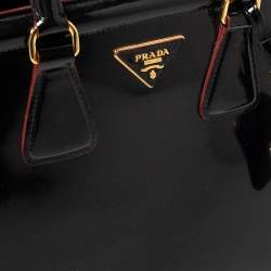 Pre Owned Prada Black Spazzolato Leather Parabole Tote