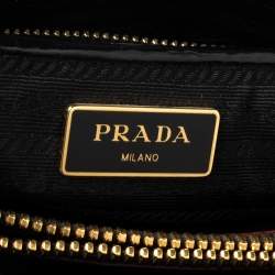 Pre Owned Prada Black Spazzolato Leather Parabole Tote