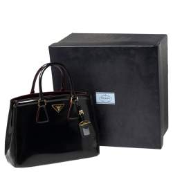 Pre Owned Prada Black Spazzolato Leather Parabole Tote