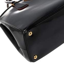 Pre Owned Prada Black Spazzolato Leather Parabole Tote