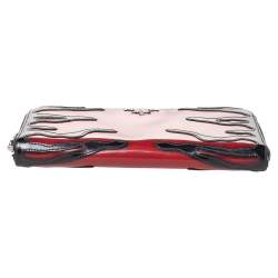 مملوكة مسبقًا محفظة برادا جلد أسود/أحمر لامع بسحاب محيط