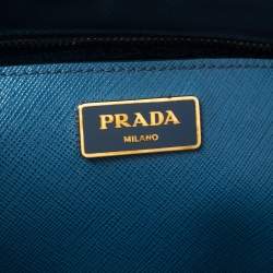 Pre Owned Prada Blue Two Tone Saffiano Lux Leather Medium Galleria Tote