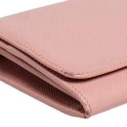 مملوكة مسبقًا Prada Pink Saffiano Lux Leather Wallet on Chain