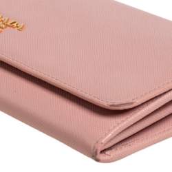 مملوكة مسبقًا Prada Pink Saffiano Lux Leather Wallet on Chain
