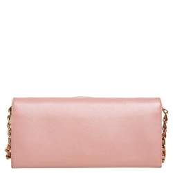 مملوكة مسبقًا Prada Pink Saffiano Lux Leather Wallet on Chain