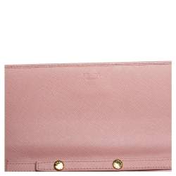 مملوكة مسبقًا Prada Pink Saffiano Lux Leather Wallet on Chain