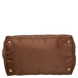 مملوكة مسبقًا حقيبة يد توتس برادا جلد سافيانو ونايلون تيسوتو بني سحاب