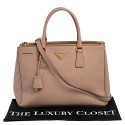 Pre Owned Prada Dusty Pink Saffiano Lux Leather Medium Galleria Tote