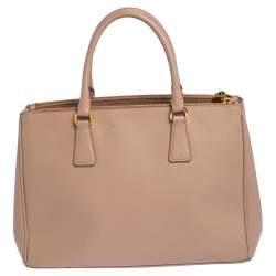 Pre Owned Prada Dusty Pink Saffiano Lux Leather Medium Galleria Tote